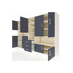 Hyperion Dolap 13 Raflı 3 Çekmeceli 9 Kapaklı 220x44x163 Aytaşı-antrasit