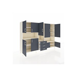 Hyperion Dolap 13 Raflı 3 Çekmeceli 9 Kapaklı 220x44x163 Aytaşı-antrasit