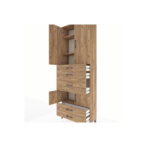 Arges Dolap 4 Raflı 5 Çekmeceli 4 Kapaklı 88x30x243 Çam-çam