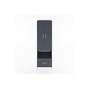 Hyperion Dolap 3 Raflı Tek Çekmeceli Tek Askılı 60x44x195 Antrasit-antrasit