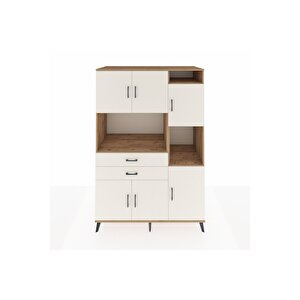 Kronos Dolap 9 Raflı 2 Çekmeceli 6 Kapaklı 132x59x195 Çam-aytaşı/aytaşı