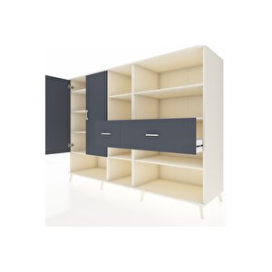 Kronos Dolap 10 Raflı 2 Çekmeceli 2 Kapaklı 220x59x163 Aytaşı-antrasit