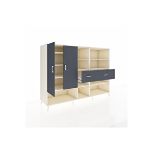 Kronos Dolap 10 Raflı 2 Çekmeceli 2 Kapaklı 220x59x163 Aytaşı-antrasit