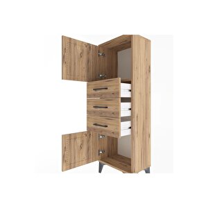 Arges Dolap 2 Raflı 3 Çekmeceli 2 Kapaklı 44x30x134 Çam-çam