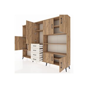 Arges Dolap 9 Raflı 4 Çekmeceli 8 Kapaklı 220x30x163 Çam-çam/aytaşı