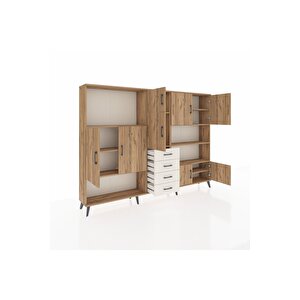 Arges Dolap 9 Raflı 4 Çekmeceli 8 Kapaklı 220x30x163 Çam-çam/aytaşı