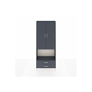 Arges Dolap 3 Raflı 2 Çekmeceli Tek Askılı 88x30x221 Antrasit-antrasit