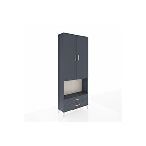 Arges Dolap 3 Raflı 2 Çekmeceli Tek Askılı 88x30x221 Antrasit-antrasit