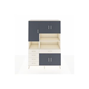 Hyperion Dolap 9 Raflı 5 Çekmeceli 5 Kapaklı 132x44x195 Aytaşı-antrasit/aytaşı