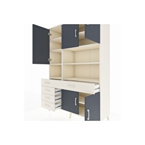 Hyperion Dolap 9 Raflı 5 Çekmeceli 5 Kapaklı 132x44x195 Aytaşı-antrasit/aytaşı