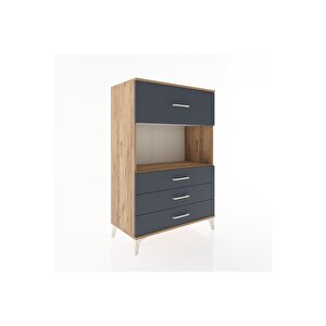Hyperion Dolap Tek Raflı 4 Çekmeceli 88x44x134 Çam-antrasit
