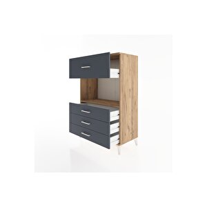 Hyperion Dolap Tek Raflı 4 Çekmeceli 88x44x134 Çam-antrasit