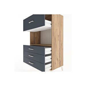 Hyperion Dolap Tek Raflı 4 Çekmeceli 88x44x134 Çam-antrasit