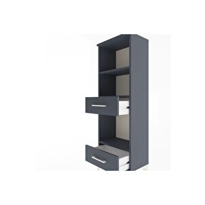 Arges Dolap 3 Raflı 2 Çekmeceli 44x30x134 Antrasit-antrasit