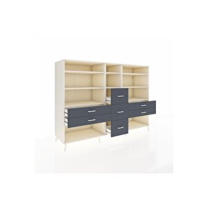 Kronos Dolap 8 Raflı 7 Çekmeceli  220x59x163 Aytaşı-aytaşı/antrasit