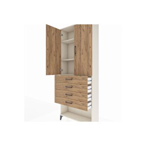 Arges Dolap 3 Raflı 4 Çekmeceli 2 Kapaklı 88x30x221 Aytaşı-çam
