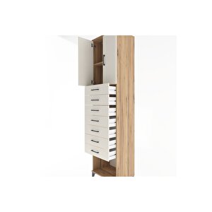 Hyperion Dolap 2 Raflı 7 Çekmeceli 2 Kapaklı 60x44x243 Çam-aytaşı