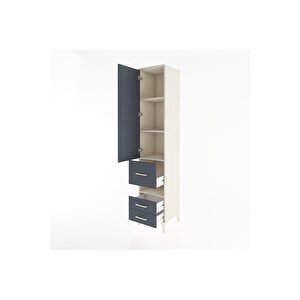 Hyperion Dolap 4 Raflı 3 Çekmeceli Tek Kapaklı 44x44x221 Aytaşı-antrasit