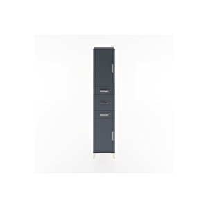 Hyperion Dolap 3 Raflı 3 Çekmeceli 2 Kapaklı 44x44x221 Antrasit-antrasit