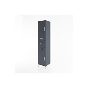Hyperion Dolap 3 Raflı 3 Çekmeceli 2 Kapaklı 44x44x221 Antrasit-antrasit