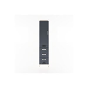 Hyperion Dolap 3 Raflı 5 Çekmeceli Tek Kapaklı 44x44x221 Aytaşı-antrasit