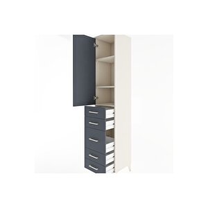 Hyperion Dolap 3 Raflı 5 Çekmeceli Tek Kapaklı 44x44x221 Aytaşı-antrasit