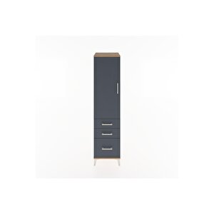 Hyperion Dolap 2 Raflı 3 Çekmeceli Tek Kapaklı 44x44x182 Çam-antrasit