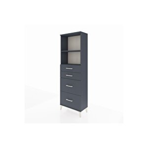 Arges Dolap 2 Raflı 4 Çekmeceli 60x30x182 Antrasit-antrasit