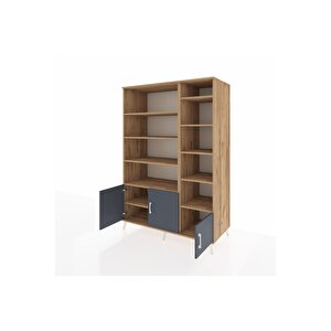 Kronos Dolap 10 Raflı 3 Kapaklı 132x59x195 Çam-antrasit/çam