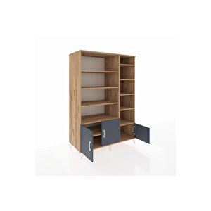 Kronos Dolap 10 Raflı 3 Kapaklı 132x59x195 Çam-antrasit/çam