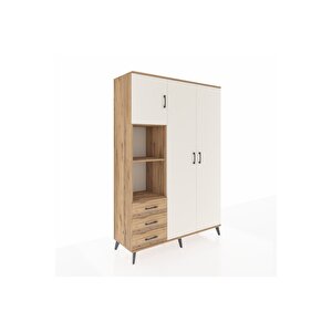 Hyperion Dolap 6 Raflı 3 Çekmeceli Tek Askılı 132x44x195 Çam-aytaşı/çam