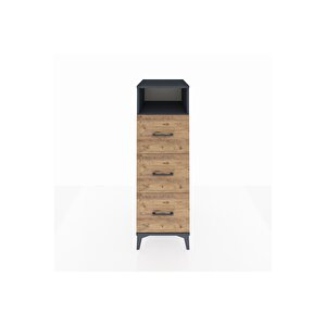 Kronos Dolap Tek Raflı 3 Çekmeceli 44x59x134 Antrasit-çam