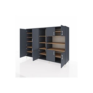 Kronos Dolap 14 Raflı 9 Kapaklı 220x59x163 Antrasit-antrasit/çam