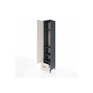 Hyperion Dolap 4 Raflı Tek Çekmeceli Tek Askılı 44x44x243 Antrasit-aytaşı