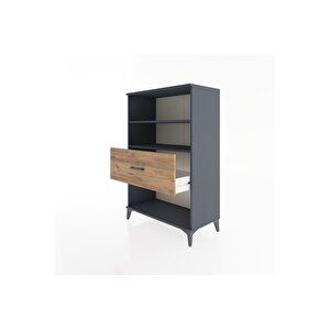 Hyperion Dolap 2 Raflı Tek Çekmeceli 88x44x134 Antrasit-çam
