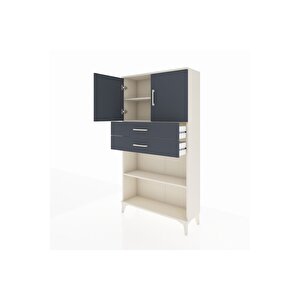 Arges Dolap 3 Raflı 2 Çekmeceli 2 Kapaklı 88x30x163 Aytaşı-antrasit