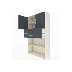 Arges Dolap 3 Raflı 2 Çekmeceli 2 Kapaklı 88x30x163 Aytaşı-antrasit