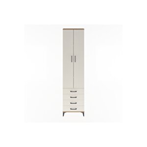 Arges Dolap 4 Raflı 4 Çekmeceli 2 Kapaklı 60x30x243 Çam-aytaşı