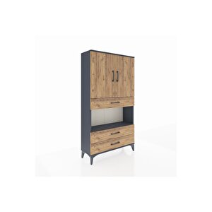 Arges Dolap 3 Raflı 3 Çekmeceli 2 Kapaklı 88x30x163 Antrasit-çam