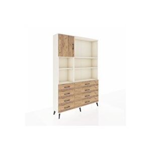 Arges Gardrop 7 Raflı 8 Çekmeceli Tek Kapaklı  132x30x195 Aytaşı-çam