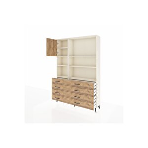 Arges Gardrop 7 Raflı 8 Çekmeceli Tek Kapaklı  132x30x195 Aytaşı-çam