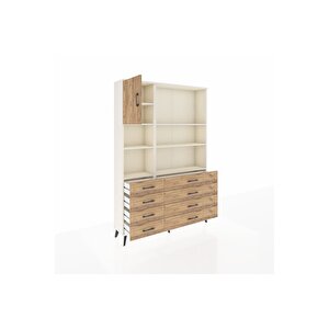 Arges Gardrop 7 Raflı 8 Çekmeceli Tek Kapaklı  132x30x195 Aytaşı-çam