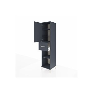 Hyperion Dolap 4 Raflı Tek Çekmeceli Tek Kapaklı 44x44x195 Antrasit-antrasit