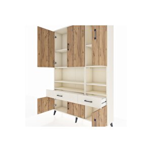 Arges Dolap 8 Raflı 2 Çekmeceli 6 Kapaklı 132x30x195 Aytaşı-çam/aytaşı