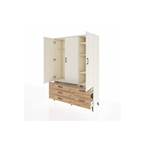 Hyperion Dolap 5 Raflı 5 Çekmeceli Tek Askılı 132x44x195 Aytaşı-aytaşı/çam