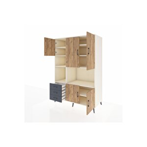 Kronos Dolap 9 Raflı 3 Çekmeceli 5 Kapaklı 132x59x195 Aytaşı-çam/antrasit