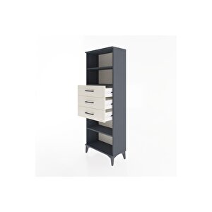 Arges Dolap 3 Raflı 3 Çekmeceli 60x30x163 Antrasit-aytaşı