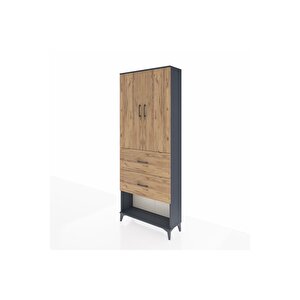 Arges Dolap 2 Raflı 2 Çekmeceli 2 Kapaklı 88x30x221 Antrasit-çam