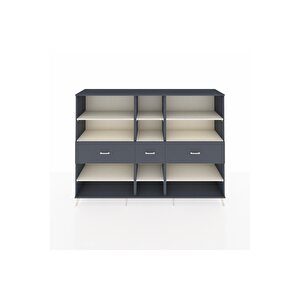Hyperion Dolap 9 Raflı 3 Çekmeceli  220x44x163 Antrasit-aytaşı/antrasit