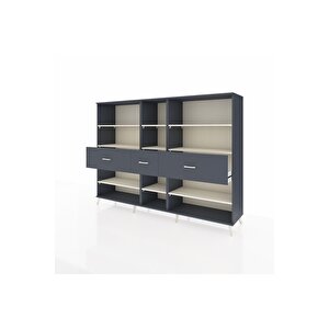 Hyperion Dolap 9 Raflı 3 Çekmeceli  220x44x163 Antrasit-aytaşı/antrasit